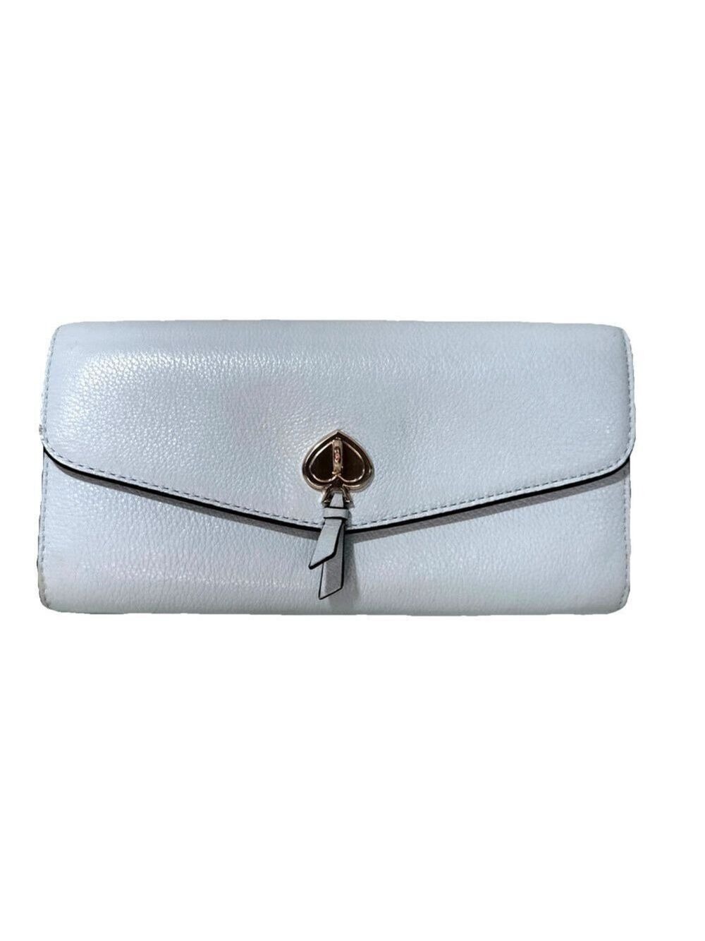 Kate Spade Marti Large Slim Flap Leather Wallet Blue Glow Gold Hardware